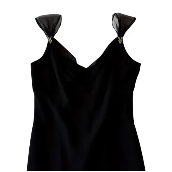 Elegant Vintage 90s Black Sheath Dress - Size 14 Evening Gown - Picture 2 of 6